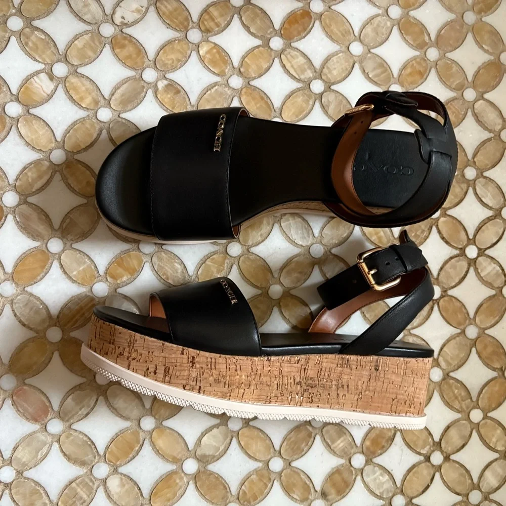 *NEW* COACH Talulah Leather Sandal - Black - Size 7.5 - Picture 5 of 6